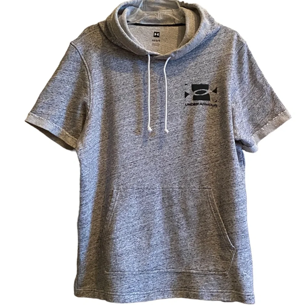 Hoodie Sweatshirt Lightweight Short Sleeve Athletic Wear Gray Mens Size Large
